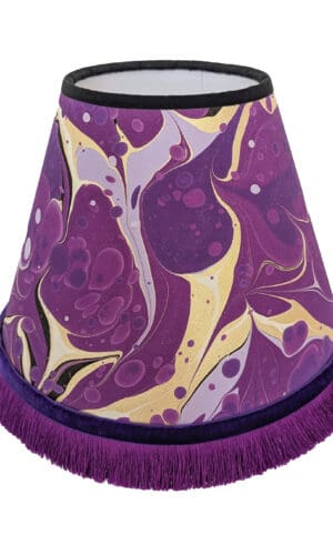 handmade purple marbled lampshade with purple fringing