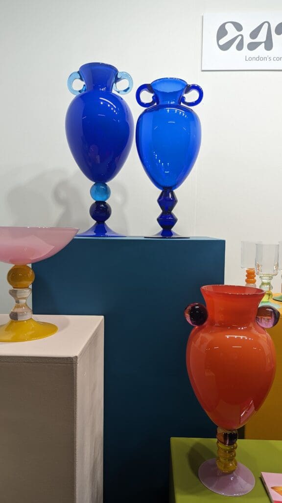 Brightly coloured glassware