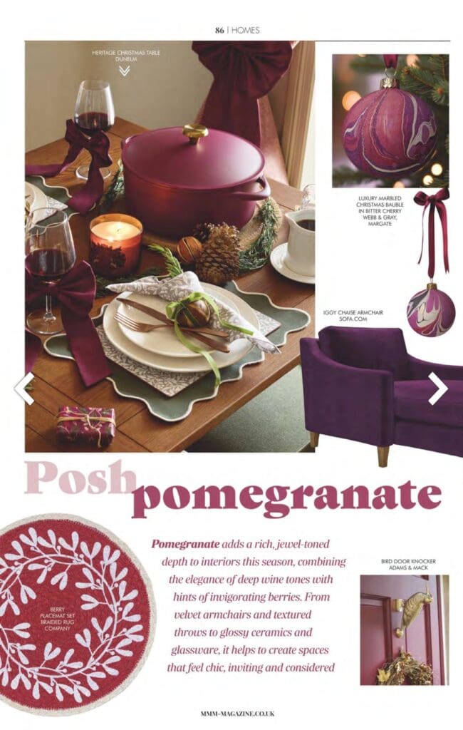 Webb & Gray Bitter Cherry Marbled Bauble in MMM magazine
